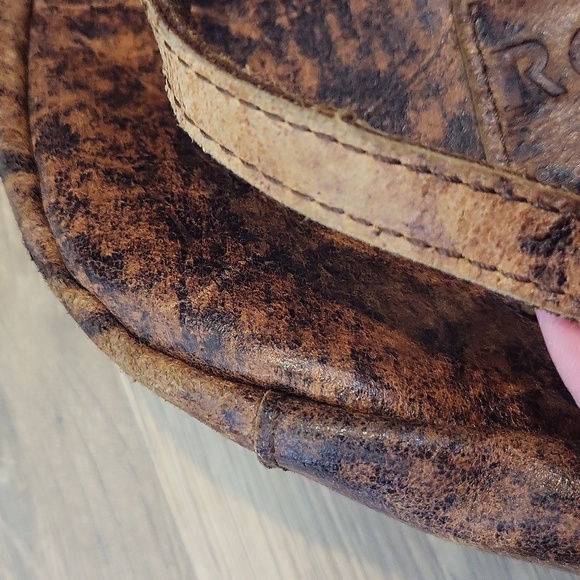 BRUNO ROSSI FIRENZE Vtg Brown Boho Hand Tooled Leather Made in Italy Crossbody - Picture 13 of 16